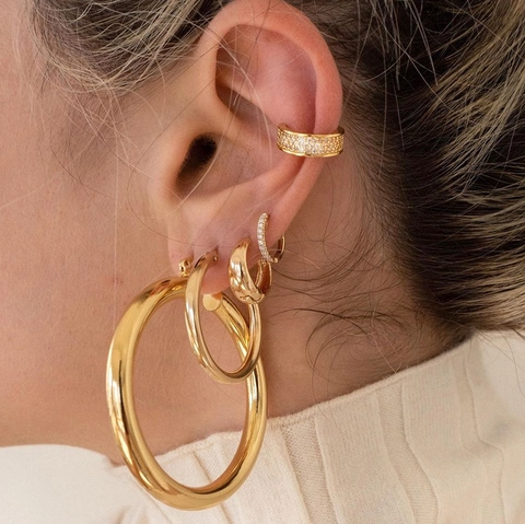 Juego de Pendientes de Aro de Cobre Minimalista Moderno para Mujer Moda con Incrustaciones de Circonia Chapado en Oro Plata Joyas Geométricas para Citas