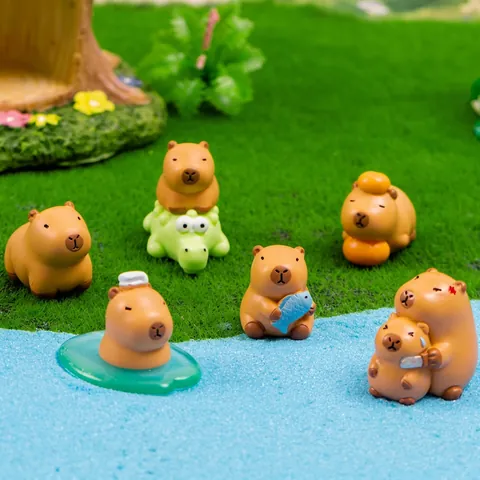 Cute Capybara Resin Miniature Figurine Desktop Decoration Cartoon Animal Sculpture Micro Landscape Ornament DIY Accessory