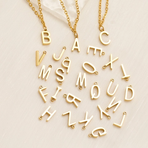 Initial Anhänger Halskette Edelstahl 18K Vergoldet Minimalistisches Kapital Alphabet Schmuck Für Damen Herren