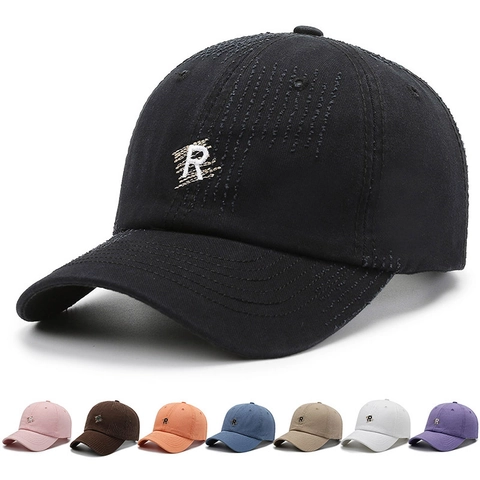 Berretto Da Baseball Lavato Vintage Ricamo Lettera R Parasole Regolabile Cappello Sportivo Per Uomo Donna