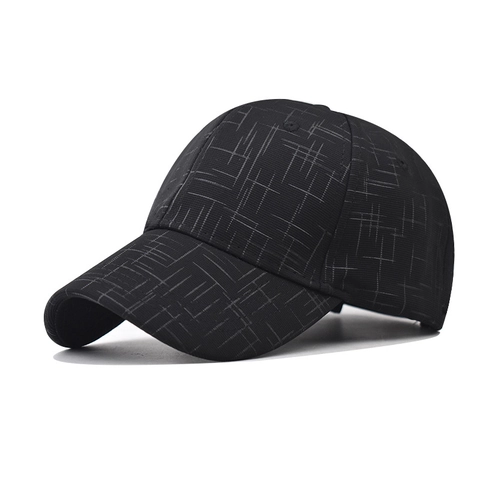 Linear Grid Pattern Cotton Washed Denim Baseball Cap Adjustable Sun Protection Curved Brim Outdoor Casual Hat Men Women