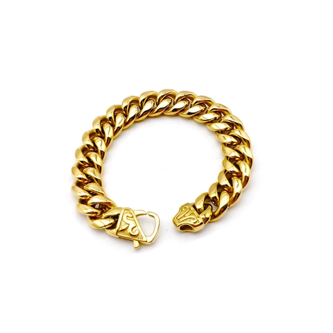 Pulsera De Eslabones Cubanos De Acero Inoxidable Pulido Hebilla Con Patrón De Vid Joyería Hip Hop Hombres Mujeres