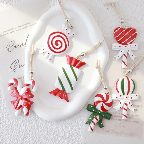 Resin Weihnachten Süßigkeiten Hängende Ornamente Bunte Lutscher Zuckerstangen Formen Festliche Feiertagsbaum Party Dekorationen