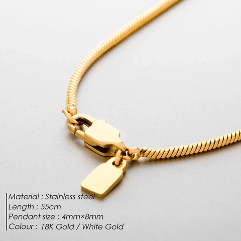 Minimalist Stainless Steel Snake Bone Chain Necklace For Men Women Electroplated Geometric Pendant Trendy Neck Jewelry Accessory