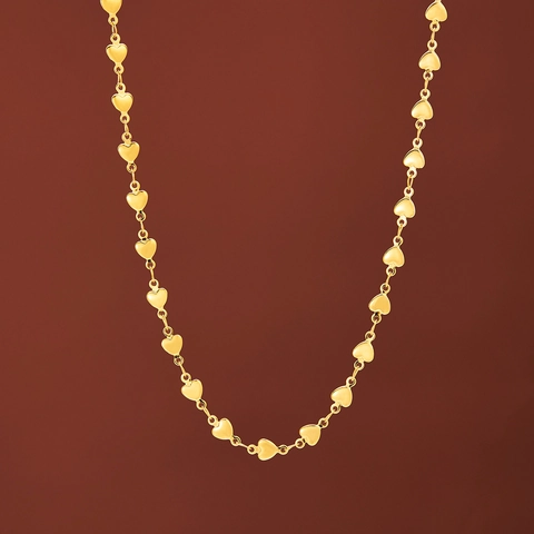 18K Gold Plated Heart Link Chain Necklace Bracelet Set For Women Luxury Stainless Steel Heart Shaped Jewelry Choker Fashion Gift
