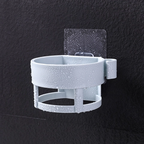 Wall Mounted Hair Dryer Holder Punch Free Plastic Bathroom Storage Rack With Cable Hook Nordic Style Waterproof