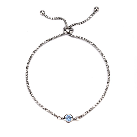 Bracelet Pierre De Naissance En Acier Inoxydable Pour Femme Chaîne De Boîte Réglable Bijoux Cristal