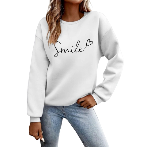 Sweatshirt Décontracté À Manches Longues Pour Hommes En Polyester Avec Imprimé Smile Et Motif Coeur Style Pull Streetwear