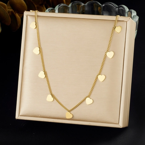 Collar Con Colgante De Corazón De Acero Inoxidable Chapado En Oro Varios Corazones Joyería De Moda Minimalista Para Mujer
