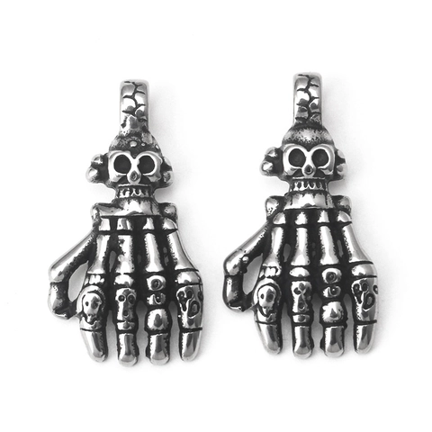 Collar Con Colgante De Mano De Esqueleto Acero Inoxidable Garra De Fantasma Calavera Gótico Punk Hip Hop Hombre
