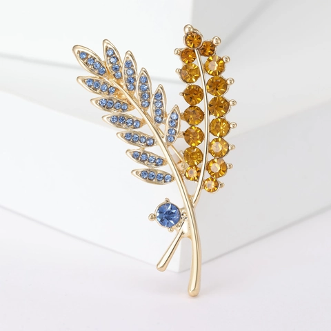Elegante Broche de Aleación con Forma de Hoja y Espiga para Mujer Exquisito Broche con Incrustaciones de Strass Joyería de Moda Accesorios
