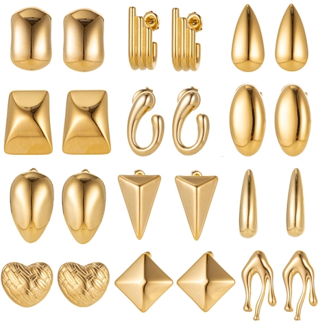 Edelstahl Geometrische Ohrstecker Für Damen Modern Polierte Wassertropfen Herz Dreieck Gold Silber Vergoldeter Schmuck