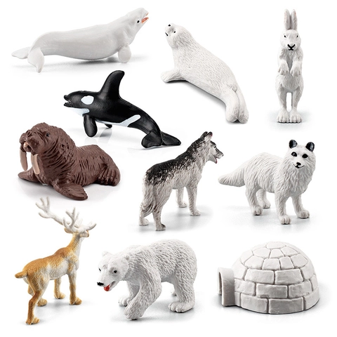 Polar Arctic Animal Figurines Hand Painted PVC Plastic Miniature Wildlife Models Educational Toys For Kids Desktop Decor
