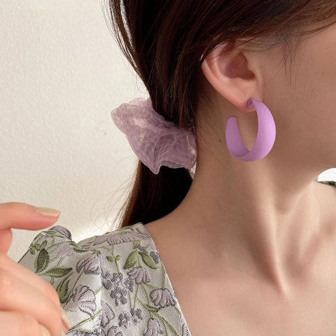 Orecchini In Lega Di Künstliche Perle Con Perno In Argento Lacca Opaca Lavanda Viola Fiore Geometrico Stile Retrò Francese Gioielli Da Donna