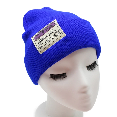 Knitted Beanie Hat Cotton Warm Boarding Pass Patch Streetwear Style For Autumn Winter Outdoor Unisex Solid Color