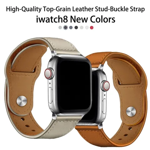 Vintage Genuine Leather Watch Band With Stainless Steel Connector For Smartwatch Series 9 8 7 Ultra 2 Replacement Strap