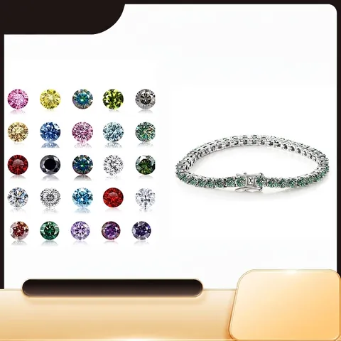 Moissanite Tennis Bracelet 925 Sterling Silver Round Cut Sparkling Gemstone Jewelry For Men Women Luxury Elegant Gift