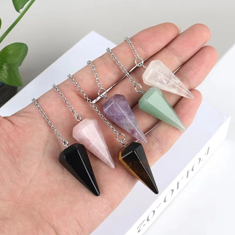 Natural Kristall Sechseckige Prisma Pendel Halskette Heilstein Wahrsagerei Punkt Anhänger Schmuck Für Frauen Männer