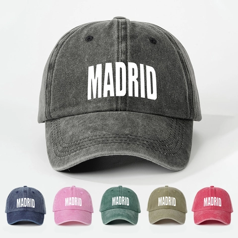 Madrid Buchstaben Druck Waschbar Baseballkappe Retro Verstellbare Sonnenhut Atmungsaktive Outdoor Lässige Kappe
