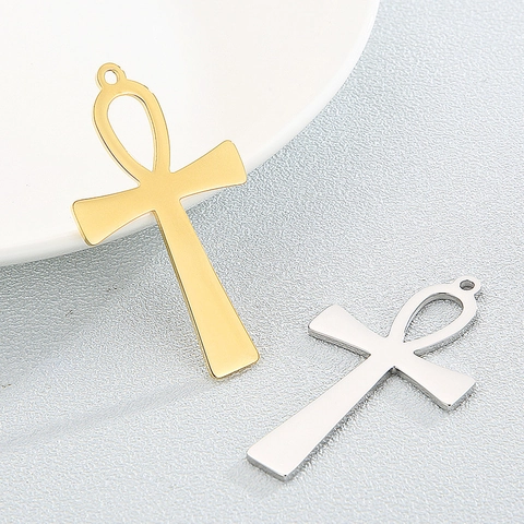 Colgante De Cruz Ankh Egipcia De Acero Inoxidable Pulido Para Hacer Joyas Dije De Símbolo De Vida Minimalista Para Accesorios De Collar DIY