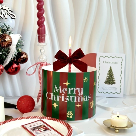 Decorazione Torta Natale Topper Acrilico Bordo Carta Bronzato Fiocco Velluto Articoli Feste