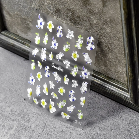 Autocollants À Ongles Fleurs Gaufrées 5D Autocollants Camélia Marguerite Motif Floral Décalcomanies Pour Femmes Décoration Manucure DIY