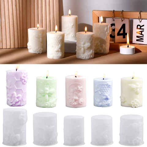 Honingraat Bij Siliconen Kaarsvorm DIY Handgemaakt 3D Reliëf Cilinder Aromatherapie Was Zeep Gietgereedschap