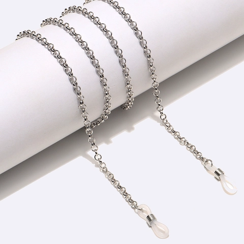 Metal Glasses Chain Non-slip Alloy Eyewear Lanyard Strap Silver Color Adjustable Silicone Loops Sunglasses Holder Fashion Accessory