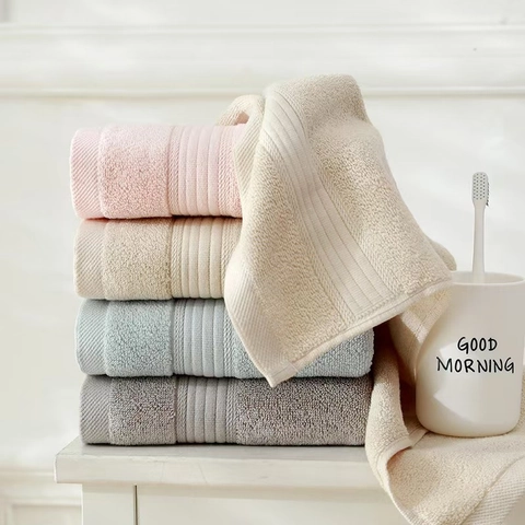 Pure Cotton Face Towels Thickened Highly Absorbent Antibacterial Soft Long Staple Fabric Bathroom Home Washcloths