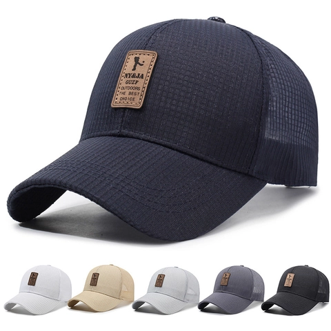Cappello Da Baseball In Rete Traspirante Protezione Solare Cappello Sportivo All'Aperto Con Toppa In Pelle Regolabile