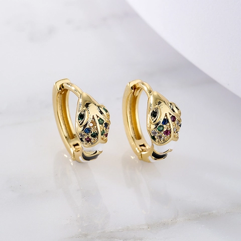 Pendientes De Aro Con Forma De Serpiente Bañados En Oro De 18K Cobre Circonita Colorida Esmalte Joyería Para Mujer