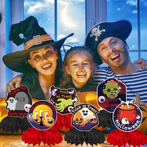 Halloween Waben Tischdekorationen Papier Kürbis Geist Skelette Tischaufsteller Für Festival Party Dekor