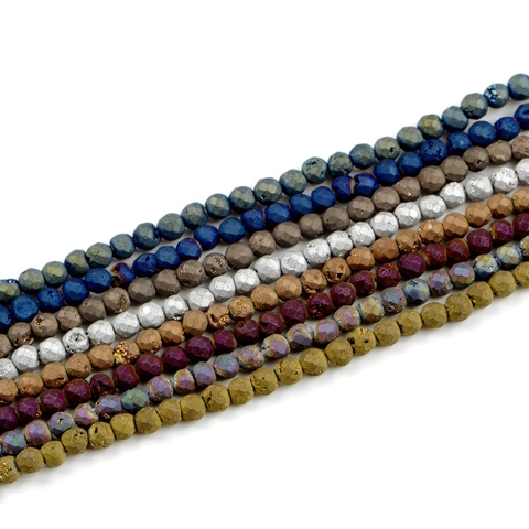 Perline In Pietra Naturale Tonde Sfaccettate Agata Geode Placcato Colorato Per Creazione Di Gioielli DIY Collane Bracciali