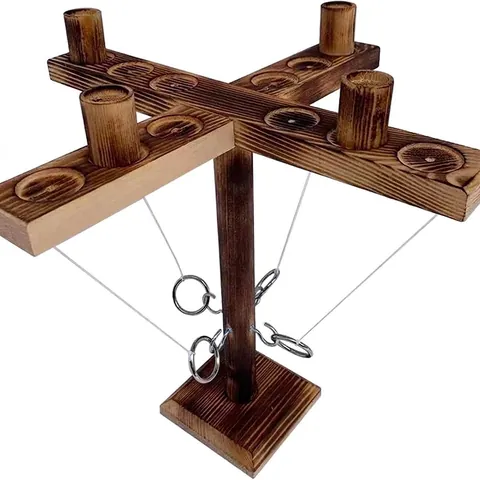 Wooden Ring Toss Game Desktop Metal Hook Interactive Party Bar Indoor Fast Paced Battle Handcrafted Rustic Vintage