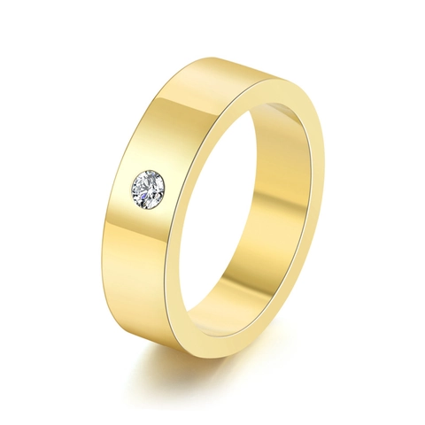 Minimalist Stainless Steel Rhinestone Ring For Women Men Unisex Band Polished Electroplated Inlaid Fashion Jewelry Finger Ring Gift