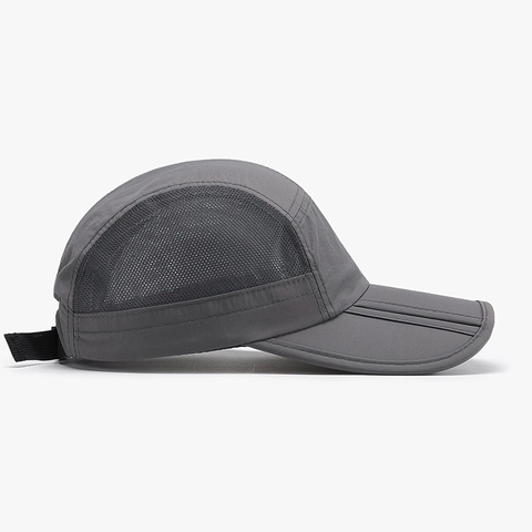 Foldable Quick-Dry Mesh Baseball Cap Sun Protection Outdoor Sports Breathable Adjustable Solid Color Hat For Men Women