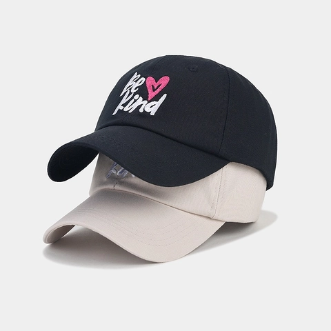 Casquette De Baseball En Coton Broderie Lettre Be Kind Motif Coeur Rose Réglable Chapeau De Soleil Décontracté Extérieur
