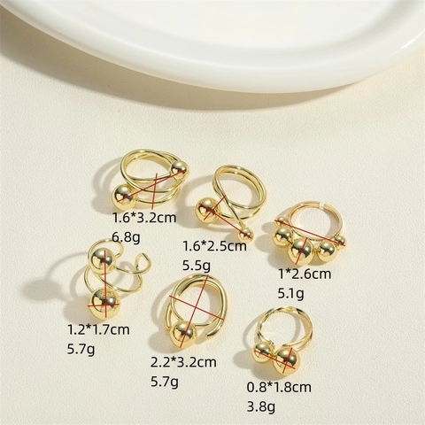 Minimalistischer Kupferring Mit Polierten Metallkugeln Geometrisches Verstellbares Design Vergoldeter Schmuck Für Damen