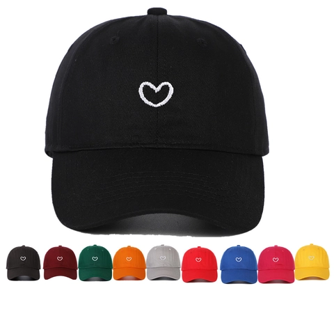 Heart Embroidered Cotton Baseball Cap Soft Top Adjustable Sunshade Hat Outdoor Casual Vintage Styling