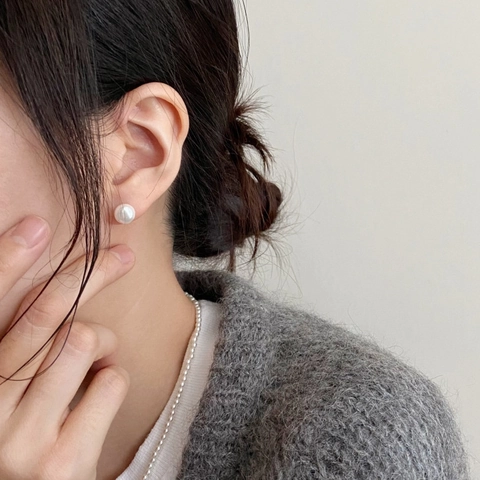Artificial Baroque Pearl Stud Earrings With 925 Sterling Silver Earring Post Irregular Artificial Pearl Minimalist Jewelry Women