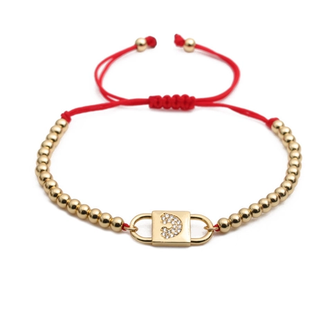 Bracciale Regolabile In Corda Rossa Con Perline Di Rame E Ciondolo Lucchetto In Zircone Arcobaleno Gioielli Boho Fatti A Mano Per Donna