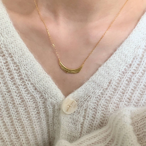 Collar Minimalista De Plata De Ley 925 Textura Martillada Arco De Creciente Colgante Joyería Para Mujeres Estilo Ins Elegante