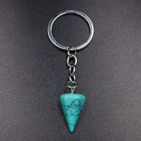 Naturstein Schlüsselanhänger Hexagonal Konus Kristall Achat Quarz Anhänger Spirituelles Pendel Dekoration Für Taschen