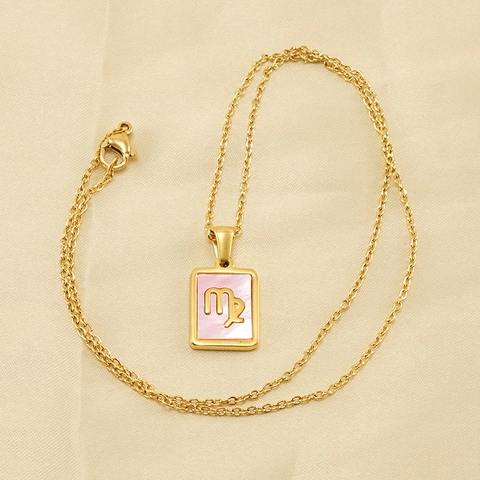 Sterrenbeeld Hanger Ketting Roze Natuurlijke Schelp Kunstparelmoer Roestvrij Staal Verguld Mode Sieraden Voor Dames
