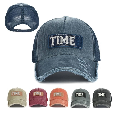 Casquette De Camionneur En Coton Lavé Vintage Maille Distressed Casquette De Baseball Brodée Réglable Chapeau De Soleil Rétro