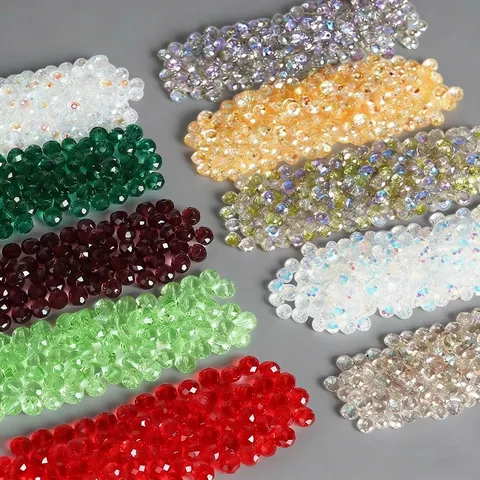 Faceted Glass Beads Crystal Aurora Borealis Polished Sparkling Loose Spacer For Jewelry Making DIY Crafts Handmade