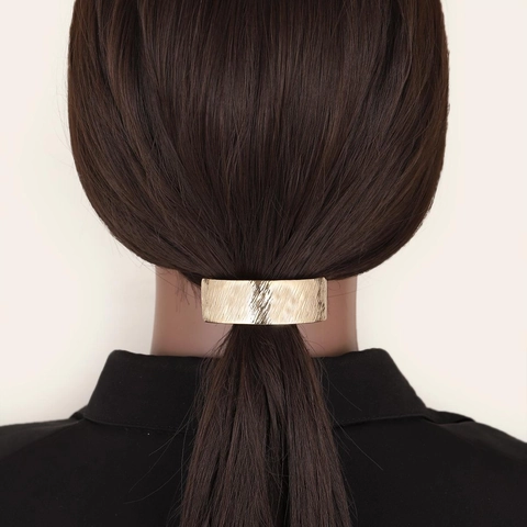 Minimalist Brushed Metal Ponytail Hair Clip Alloy Arc Shaped Electroplated Elegant Non Slip Spring Clip For Women