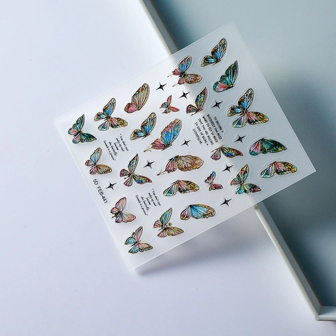 5D Reliëf Nagelkunst Stickers Verloop Vlinder Decals Zelfklevend Waterdicht Elegante Manicure Accessoires Voor Vrouwen