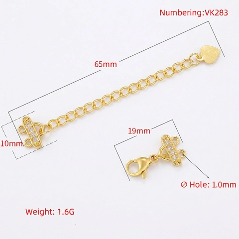 Multi-Strang Karabinerverschluss Verbinder Messing 18K Vergoldet Mit Zirkonia Herzanhänger Verlängerungskette DIY Schmuck