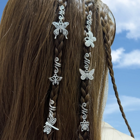 Anneaux À Cheveux Dreadlock Alliage Papillon Libellule Spirale Tresse Bobines Accessoires Pour Tresses Africaines Style Boho